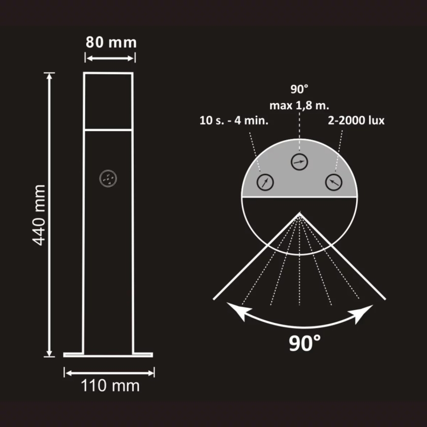 Candeeiro exterior com sensor DALLAS 1xE27/12W/230V IP44 grafite