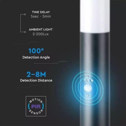 Candeeiro exterior com sensor e 2 tomadas SCHUKO 1xE27/60W/230V IP44 60cm preto