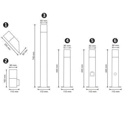 Candeeiro exterior com sensor NEW YORK 1xE27/12W/230V IP44 44 cm grafite