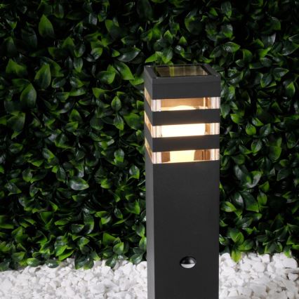 Candeeiro exterior com sensor TEKSAS 1xE27/12W/230V IP44 44 cm grafite