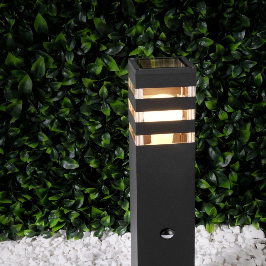 Candeeiro exterior com sensor TEKSAS 1xE27/12W/230V IP44 44 cm grafite