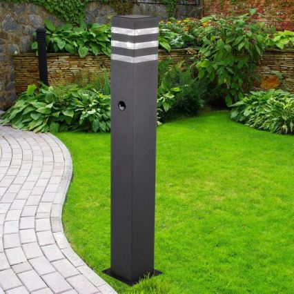 Candeeiro exterior com sensor TEKSAS 1xE27/12W/230V IP44 74 cm grafite