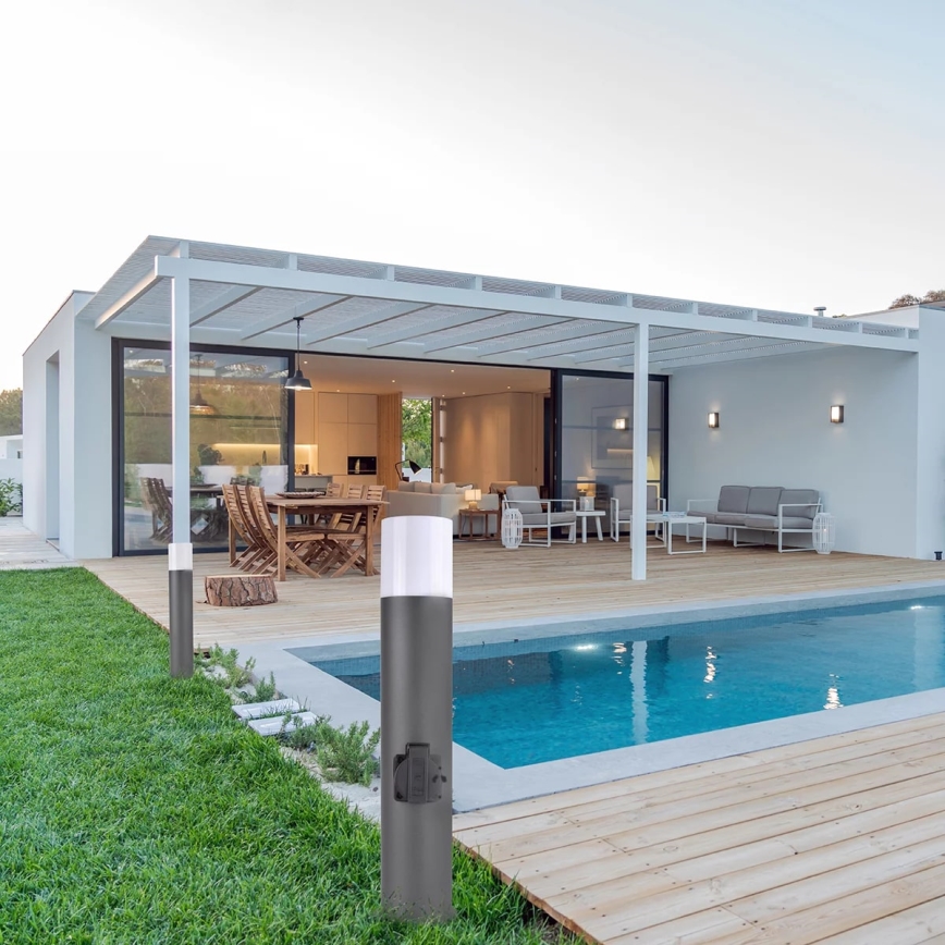 Candeeiro exterior com tomada DALLAS 1xE27/12W/230V IP44 grafite