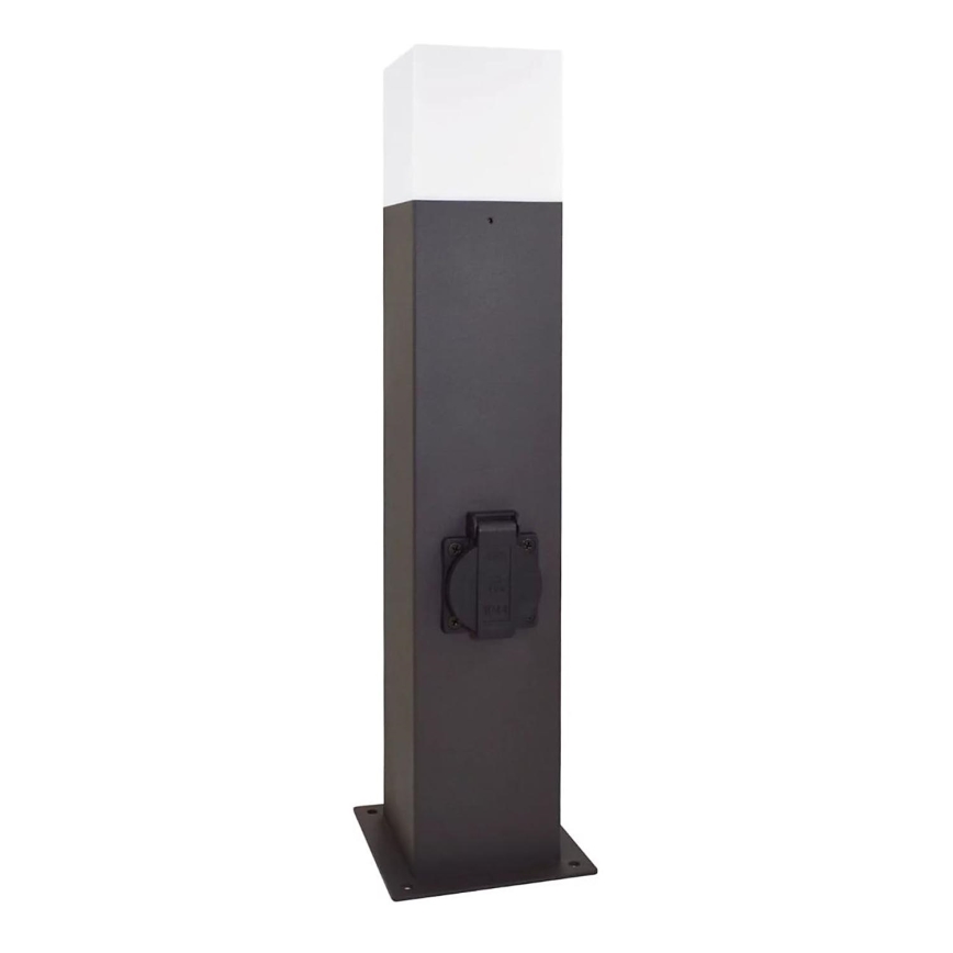 Candeeiro exterior com tomada NEW YORK 1xE27/12W/230V IP44 44 cm grafite
