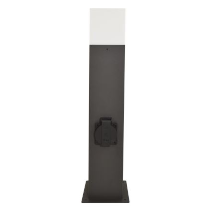 Candeeiro exterior com tomada NEW YORK 1xE27/12W/230V IP44 44 cm grafite