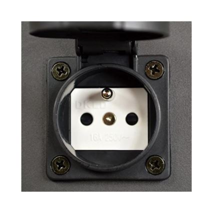 Candeeiro exterior com tomada NEW YORK 1xE27/12W/230V IP44 44 cm grafite
