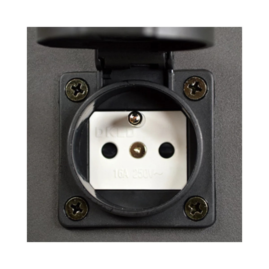 Candeeiro exterior com tomada NEW YORK 1xE27/12W/230V IP44 44 cm grafite