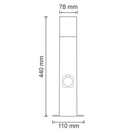 Candeeiro exterior com tomada NEW YORK 1xE27/12W/230V IP44 44 cm grafite