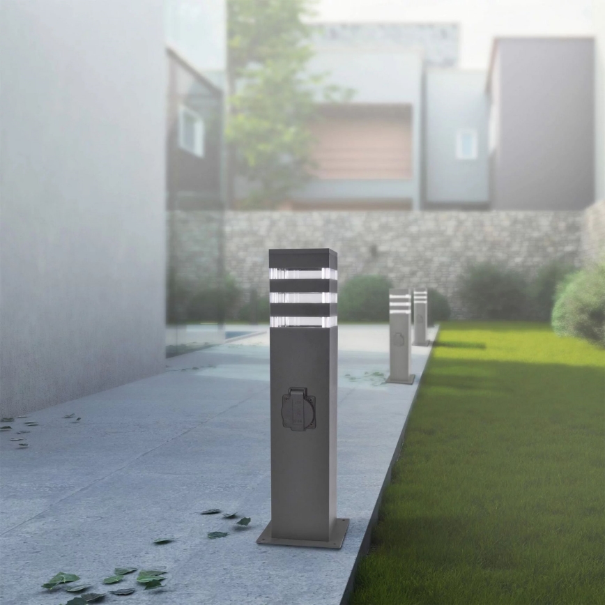 Candeeiro exterior com tomada TEKSAS 1xE27/20W/230V 44 cm IP44 preto