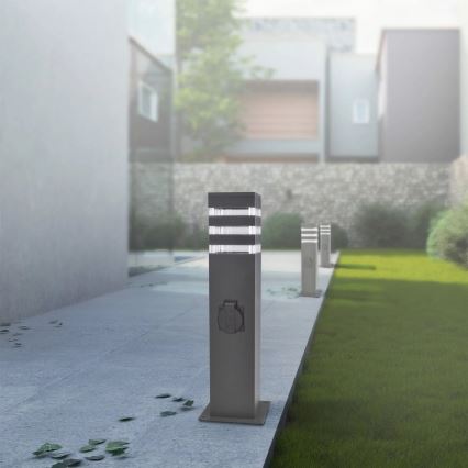 Candeeiro exterior com tomada TEKSAS 1xE27/20W/230V IP54 44 cm