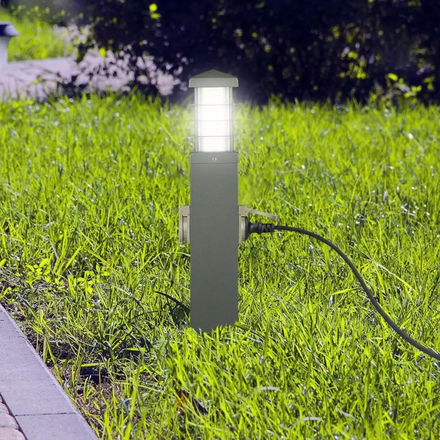 Candeeiro exterior com tomadas SCHUKO 1xE27/13W/230V IP44