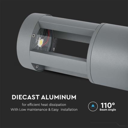 Candeeiro exterior LED LED/10W/230V 25cm 3000K IP65 cinzento