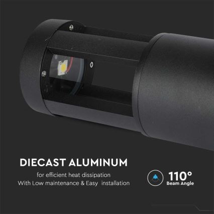 Candeeiro exterior LED LED/10W/230V 25cm 6400K IP65 preto
