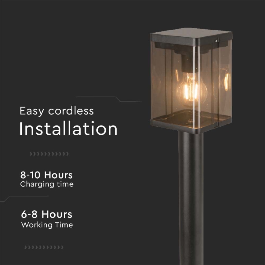 Candeeiro exterior solar LED com sensor LED/2,5W/3,7V 3000K IP54 preto