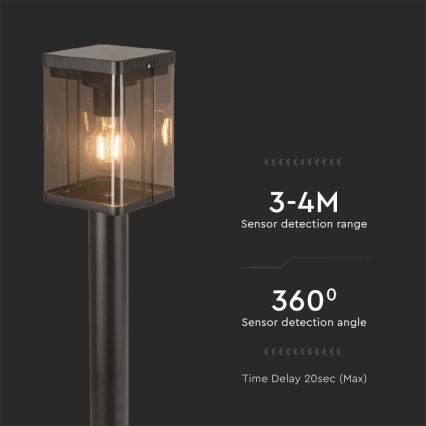 Candeeiro exterior solar LED com sensor LED/2,5W/3,7V 3000K IP54 preto