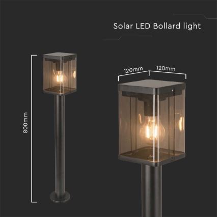 Candeeiro exterior solar LED com sensor LED/2,5W/3,7V 3000K IP54 preto