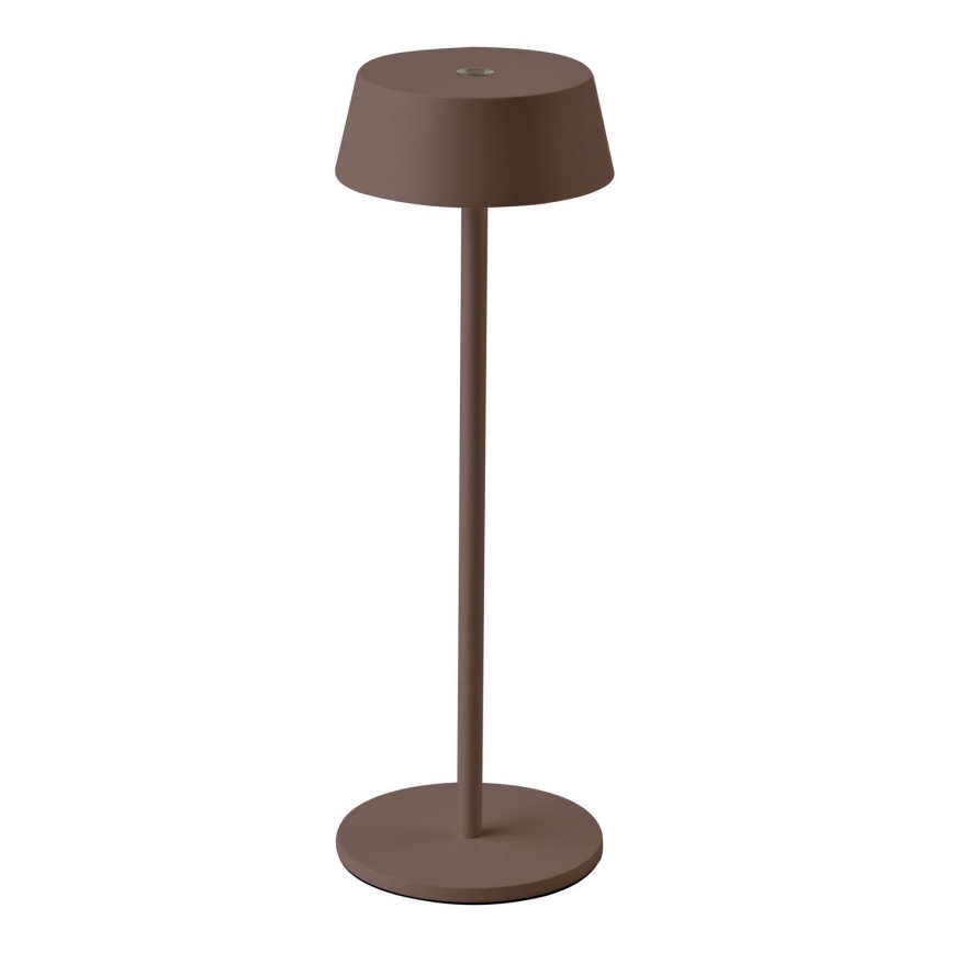 Candeeiro exterior táctil LED com regulação e recarregável LED/2W/5V 4400 mAh IP54 castanho