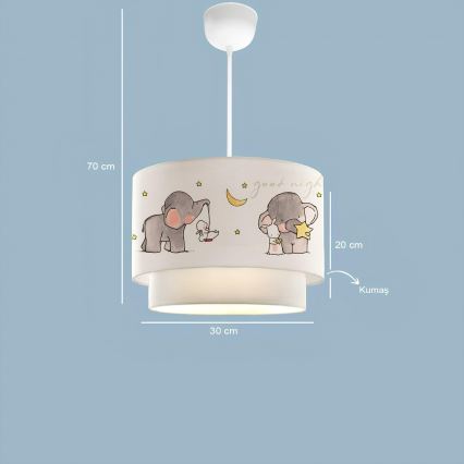 Candeeiro infantil CANDY 1xE27/40W/230V branco/cinza