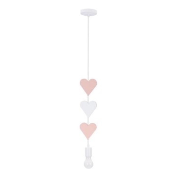 Candeeiro Infantil HEART 1xE27/20W/230V rosa/branco