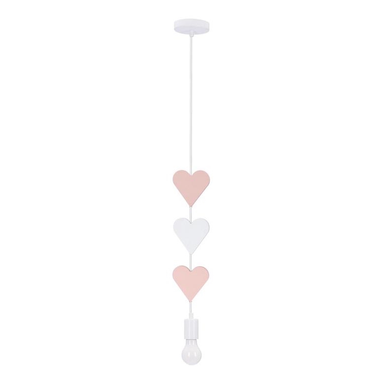 Candeeiro Infantil HEART 1xE27/20W/230V rosa/branco