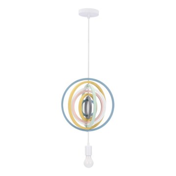 Candeeiro infantil suspenso por cabo HOOPS 1xE27/20W/230V Ø 27 cm multicolorido