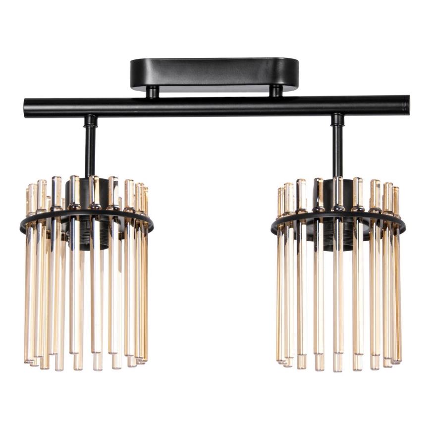 Candeeiro integrado 2xE27/60W/230V preto/fumado