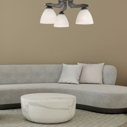 Candeeiro integrado ADRIANO 3xE27/60W/230V faia