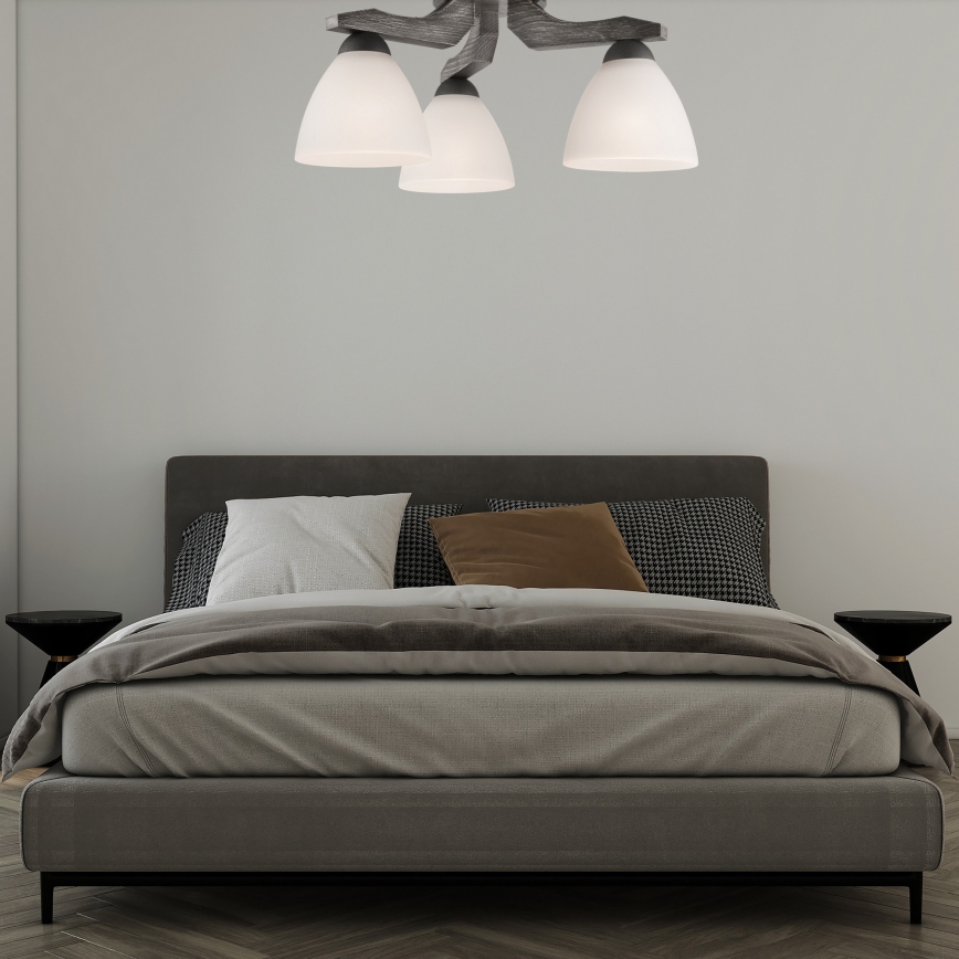Candeeiro integrado ADRIANO 3xE27/60W/230V faia