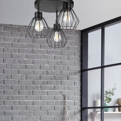 Candeeiro integrado AUDREY 3xE27/60W/230V preto
