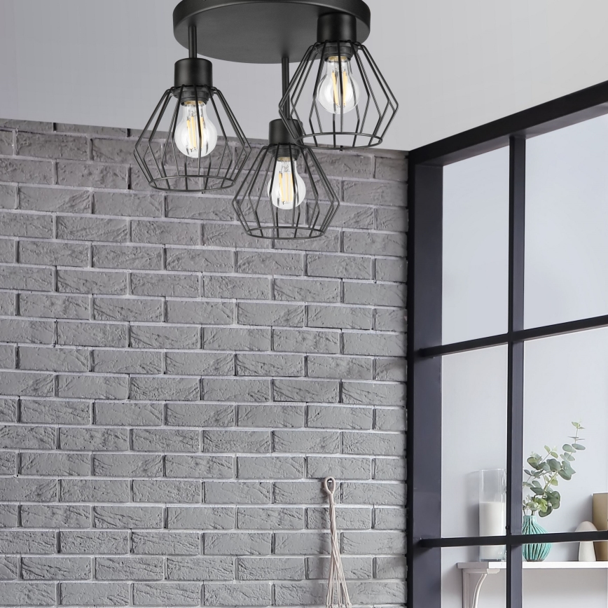 Candeeiro integrado AUDREY 3xE27/60W/230V preto