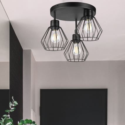 Candeeiro integrado AUDREY 3xE27/60W/230V preto