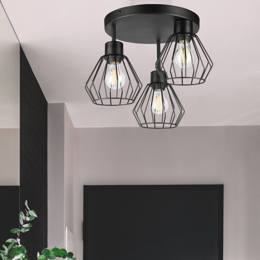 Candeeiro integrado AUDREY 3xE27/60W/230V preto