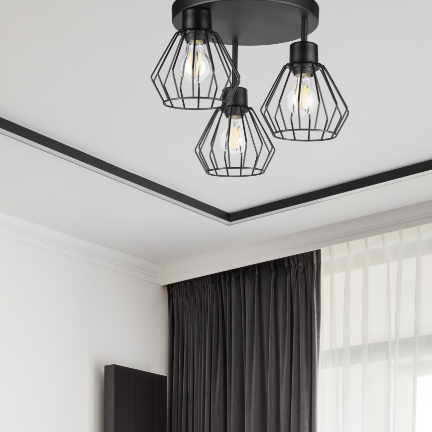 Candeeiro integrado AUDREY 3xE27/60W/230V preto