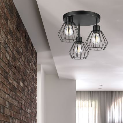 Candeeiro integrado AUDREY 3xE27/60W/230V preto