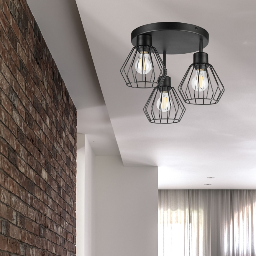 Candeeiro integrado AUDREY 3xE27/60W/230V preto