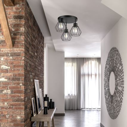 Candeeiro integrado AUDREY 3xE27/60W/230V preto