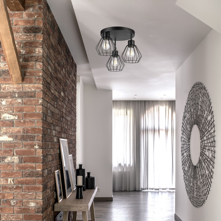 Candeeiro integrado AUDREY 3xE27/60W/230V preto
