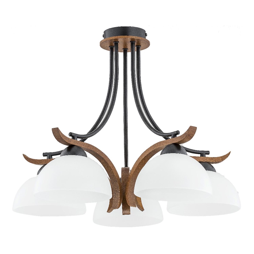 Candeeiro integrado BAFIA 5xE27/15W/230V castanho