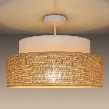 Candeeiro integrado BOHO 1xE27/60W/230V branco/bege