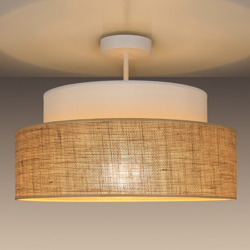 Candeeiro integrado BOHO 1xE27/60W/230V branco/bege