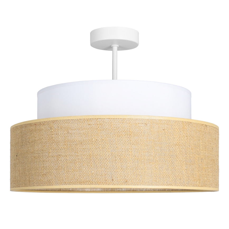 Candeeiro integrado BOHO 1xE27/60W/230V branco/bege