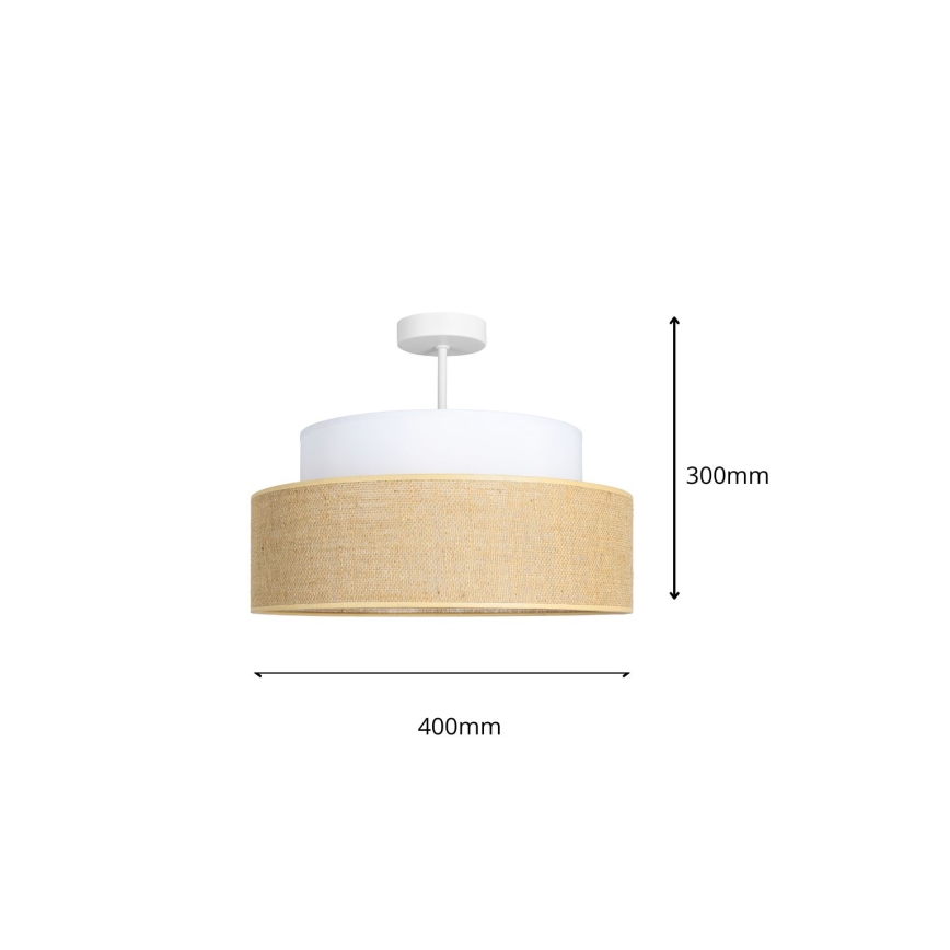 Candeeiro integrado BOHO 1xE27/60W/230V branco/bege