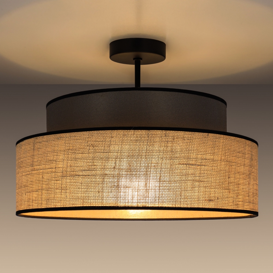 Candeeiro integrado BOHO 1xE27/60W/230V castanho/bege