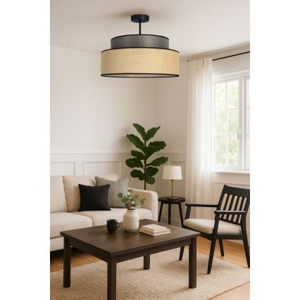 Candeeiro integrado BOHO 1xE27/60W/230V castanho/bege