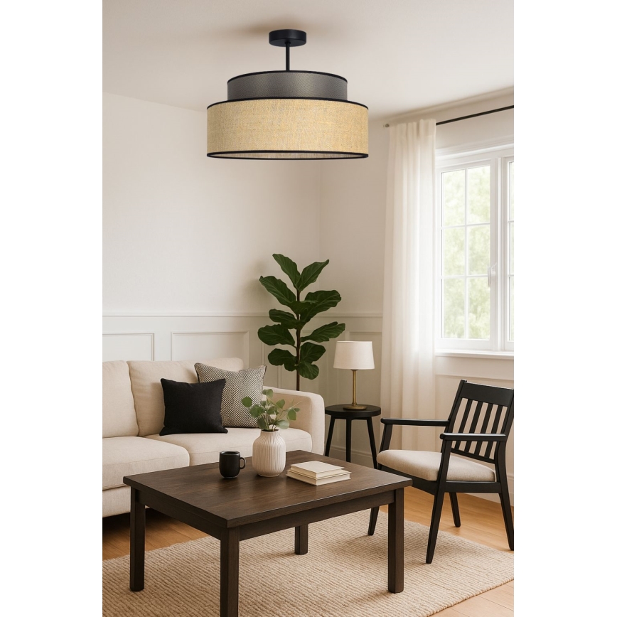 Candeeiro integrado BOHO 1xE27/60W/230V castanho/bege