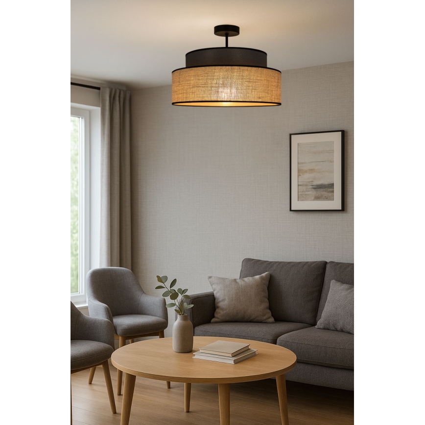 Candeeiro integrado BOHO 1xE27/60W/230V castanho/bege