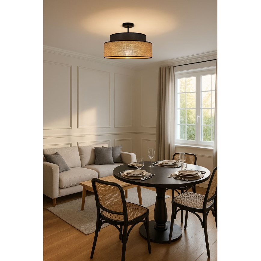 Candeeiro integrado BOHO 1xE27/60W/230V castanho/bege