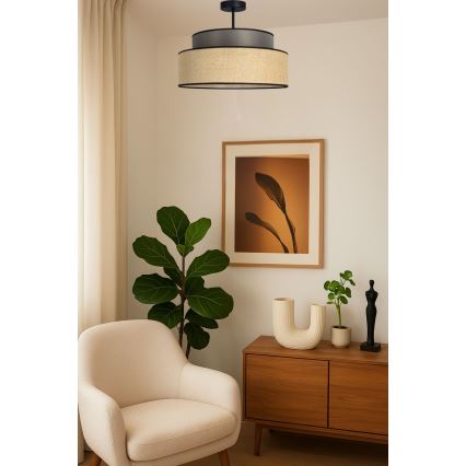 Candeeiro integrado BOHO 1xE27/60W/230V castanho/bege