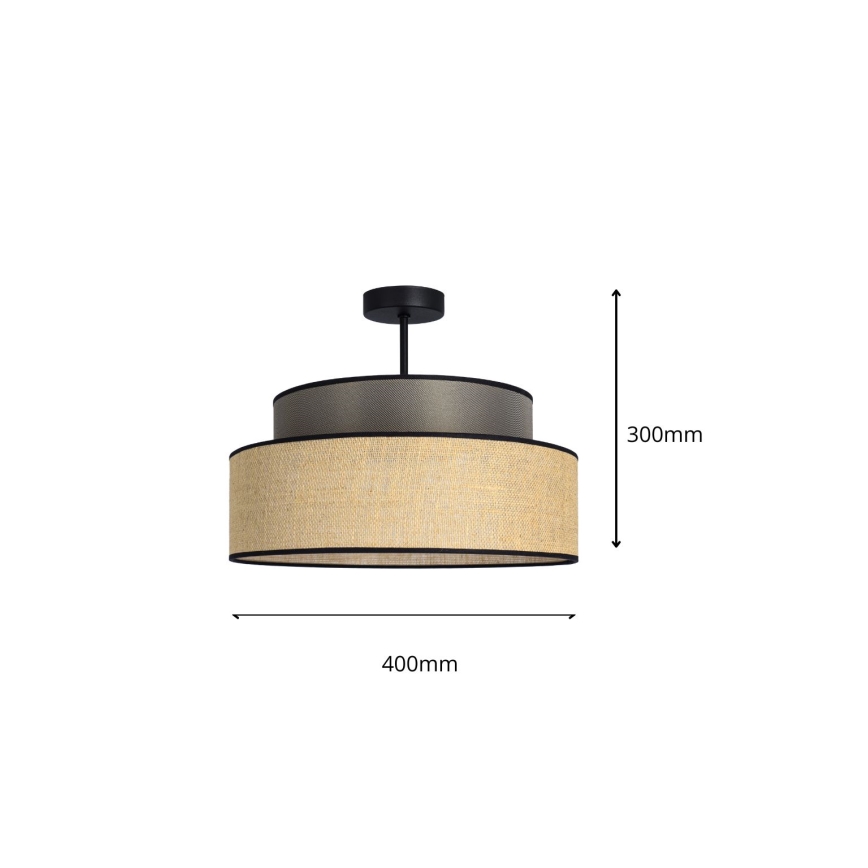 Candeeiro integrado BOHO 1xE27/60W/230V castanho/bege