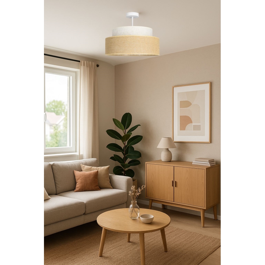 Candeeiro integrado BOHO 1xE27/60W/230V creme/bege